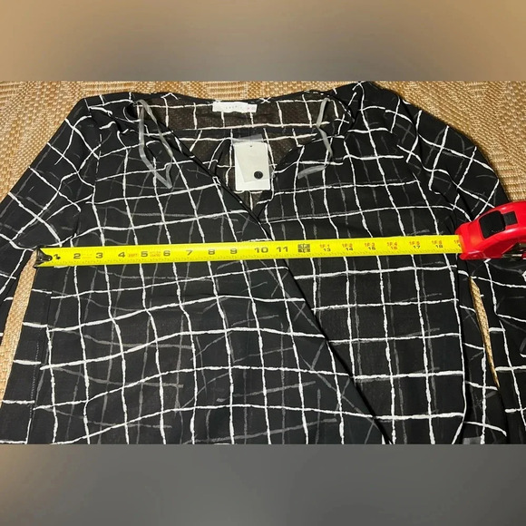 Lush Women's Sheer Black and White Checkered Blouse, Long Sleeve, Size M, NWT - Picture 5 of 10